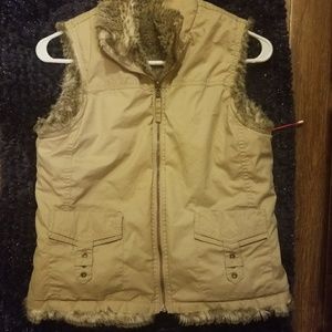Nordstroms warm reversible faux fur vest